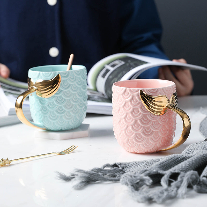 Creative Gold Mermaid Ceramic Coffee and Tea Mug