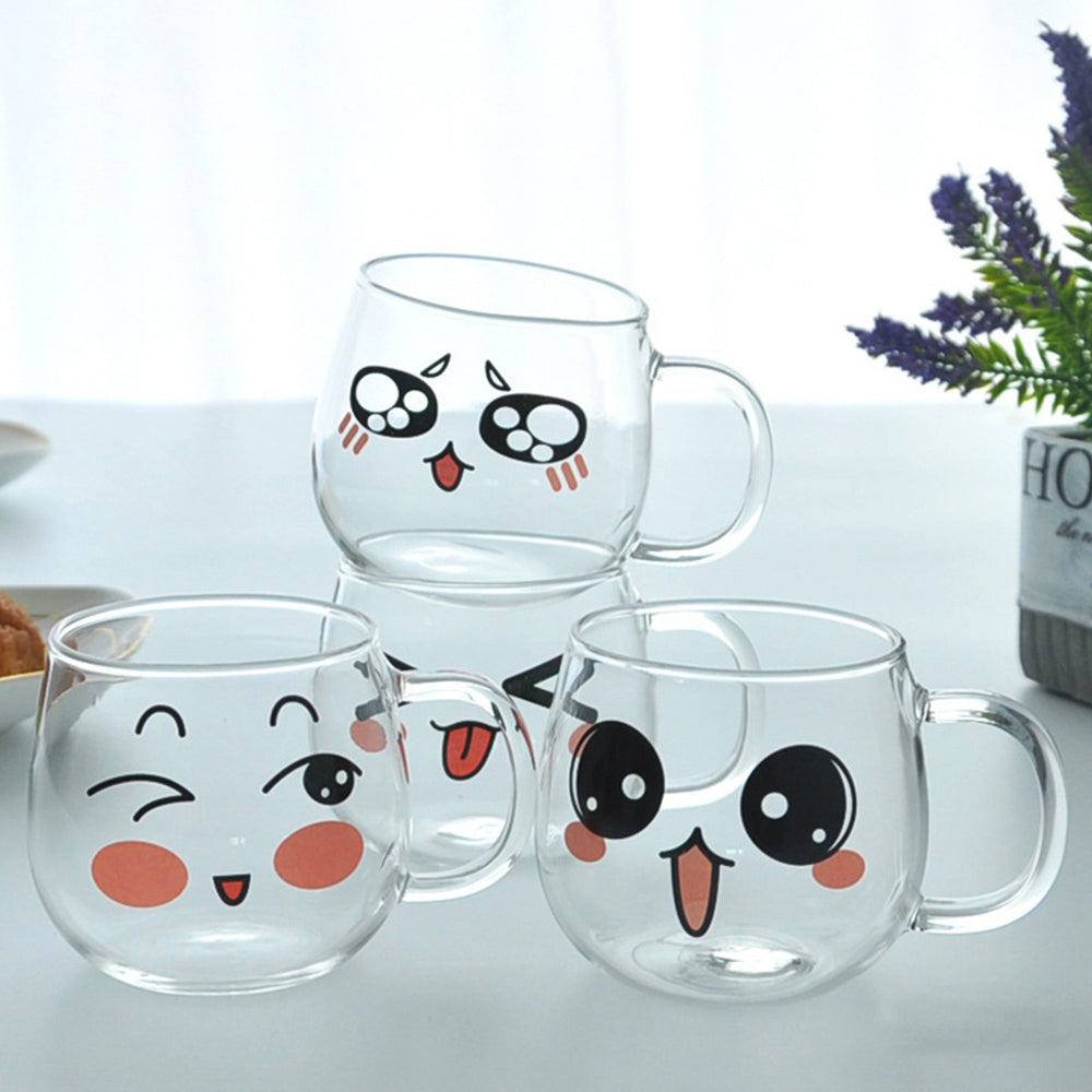 Cute Cartoon Glass Mug for Coffee, Tea, and Juice