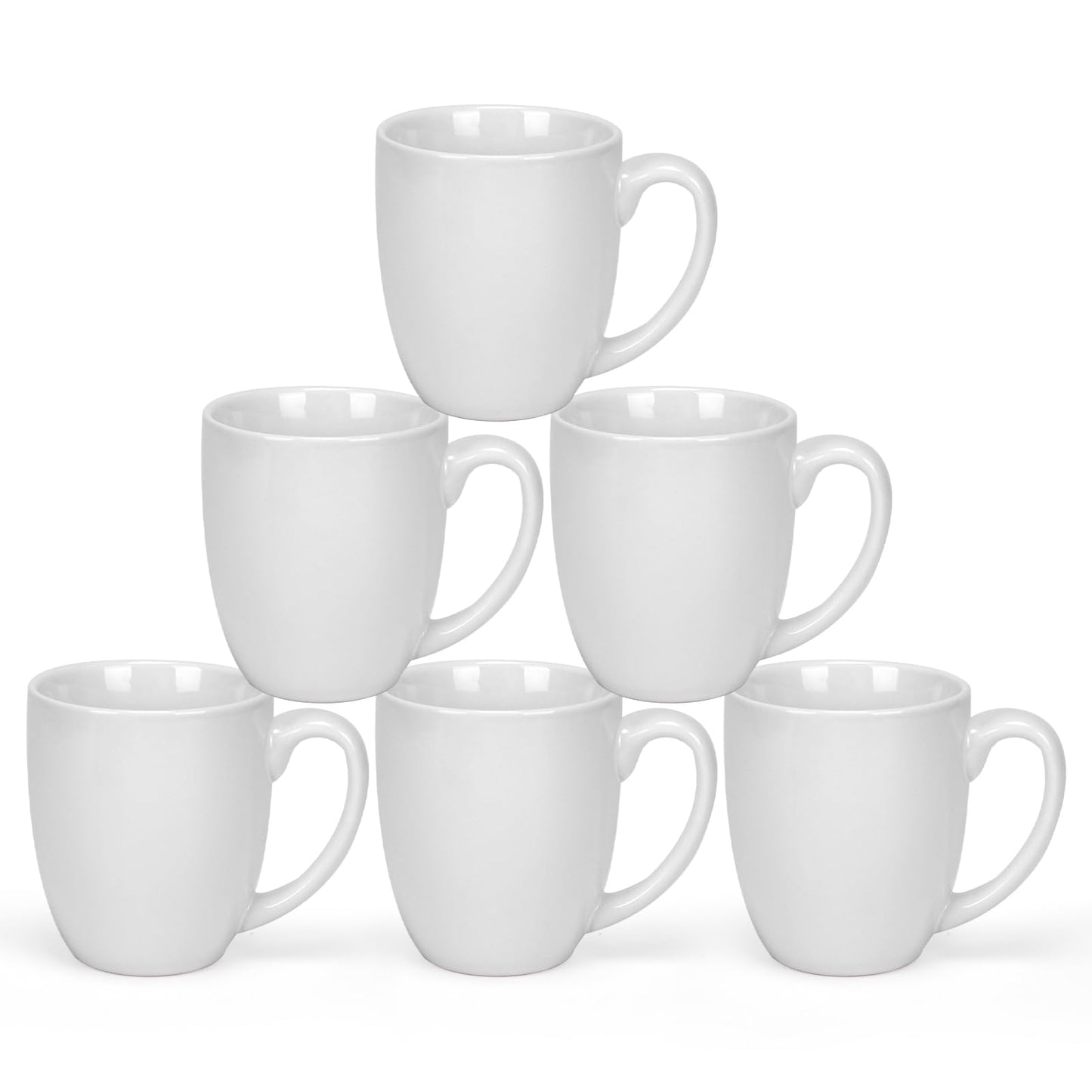 Serwrsw 16 OZ White Stoneware Coffee Mugs Set of 6 Large Ceramic Coffee Cups with Handle Porcelain Coffee Mugs Sets for Latte Milk Tea and Juice