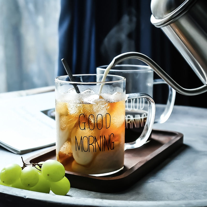 Premium Glass "Good Morning" Coffee Mug