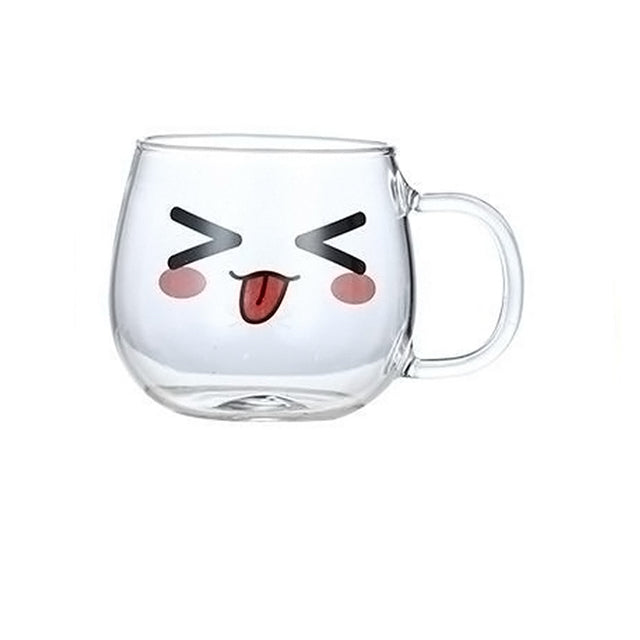 Cute Cartoon Glass Mug for Coffee, Tea, and Juice