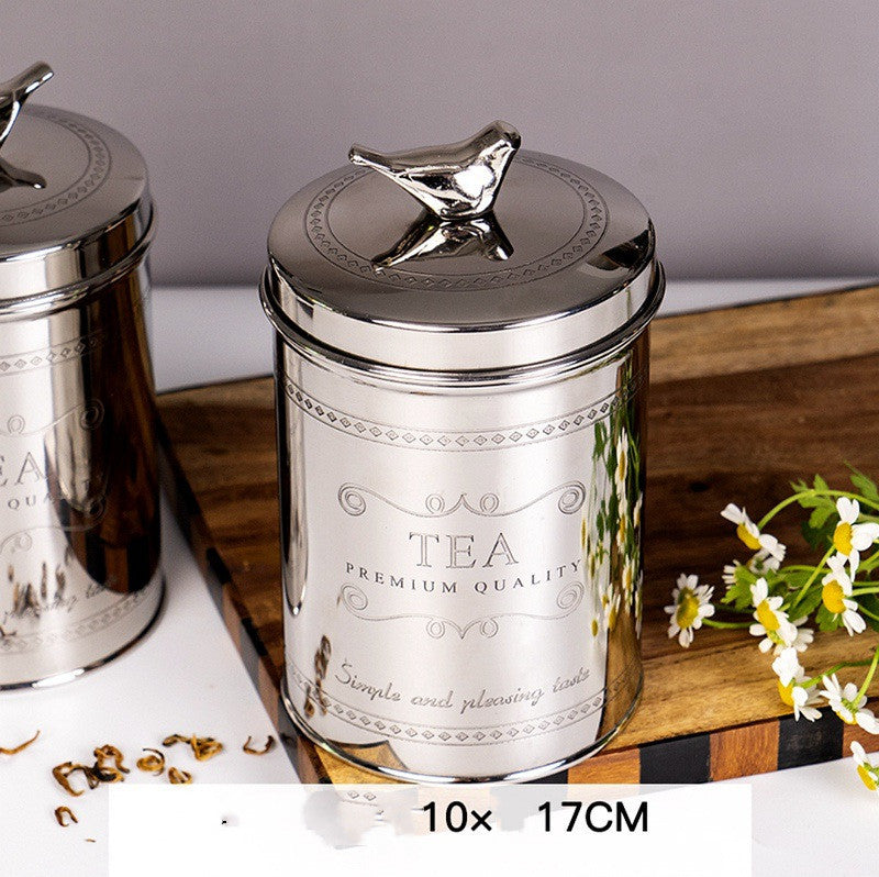 Metal Glass Storage Jar for Coffee and Tea Decor