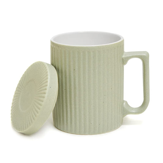 Dostende Coffee Mug with Lid 12oz Coffee mug and Tea cup with Coaster - Suitable for Dishwasher and Microwave (Green)
