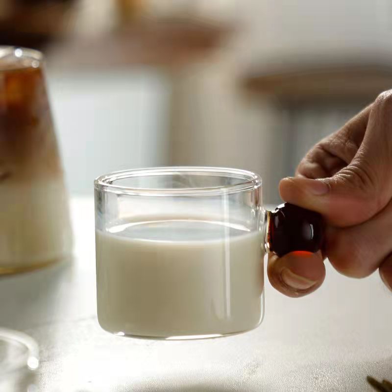 Glass Ball Handle Coffee and Tea Cup for Dining Table