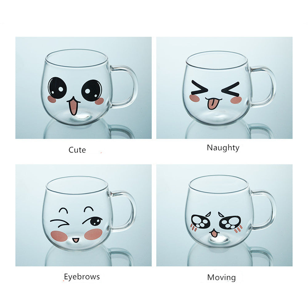 Cute Cartoon Glass Mug for Coffee, Tea, and Juice