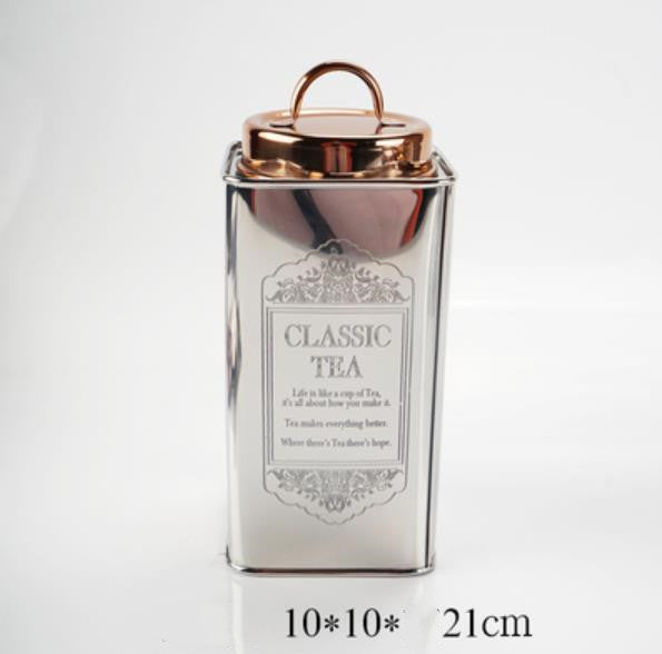 Metal Glass Storage Jar for Coffee and Tea Decor