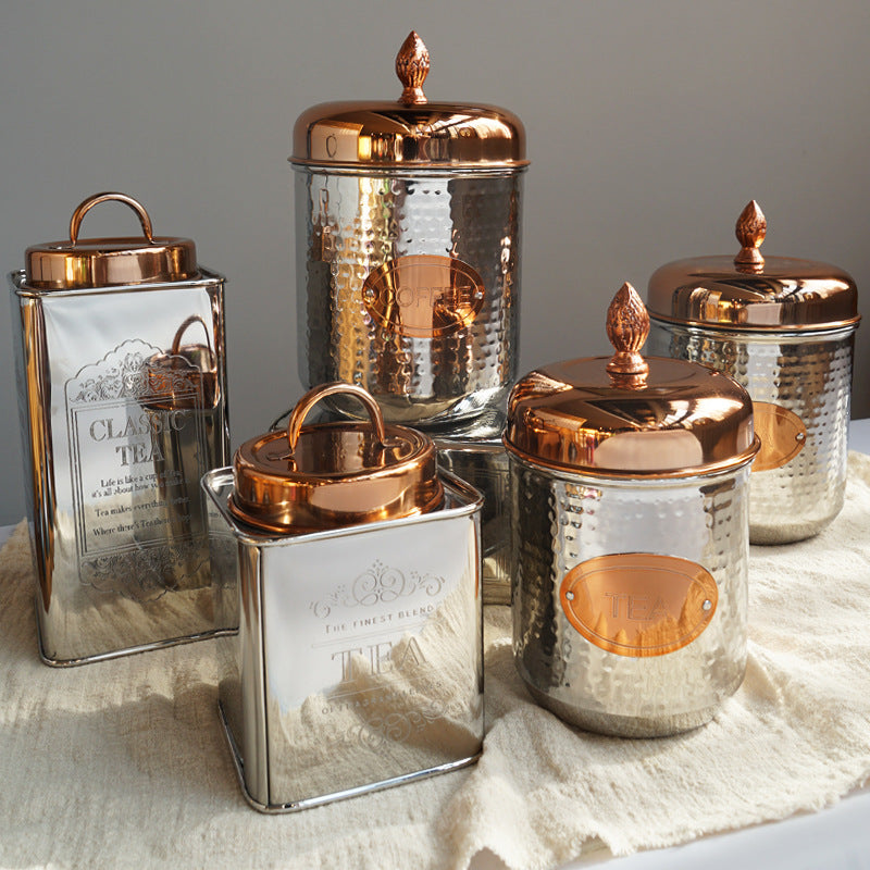 Metal Glass Storage Jar for Coffee and Tea Decor