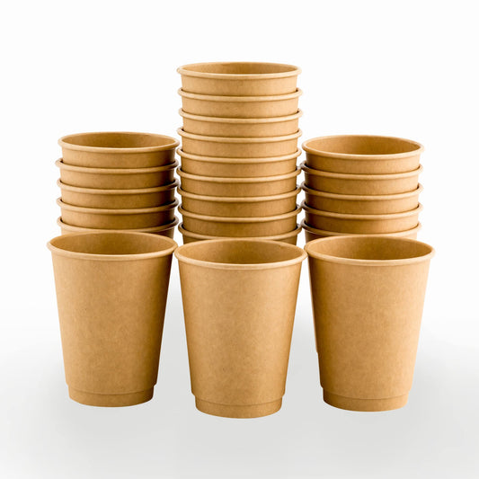 Restaurantware 12 Ounce Disposable Coffee Cups 500 Double Wall Hot Cups For Coffee - Lids Sold Separately Rippled Wall Kraft Paper Insulated Coffee Cups For Coffee Hot Chocolate Tea And More