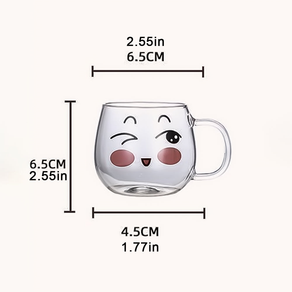 Cute Cartoon Glass Mug for Coffee, Tea, and Juice