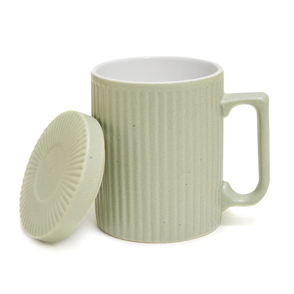 Dostende Coffee Mug with Lid 12oz Coffee mug and Tea cup with Coaster - Suitable for Dishwasher and Microwave (Green)