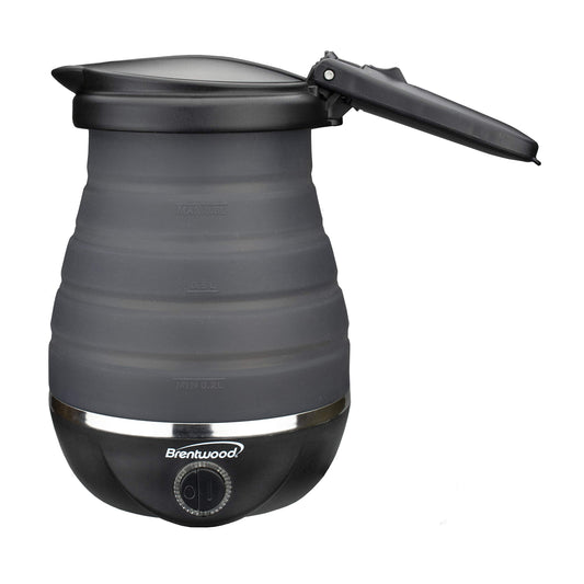 Brentwood Appliances KT-1508BK .85-Quart Dual-Voltage Collapsible-Travel Kettle (Black) 0.85Q