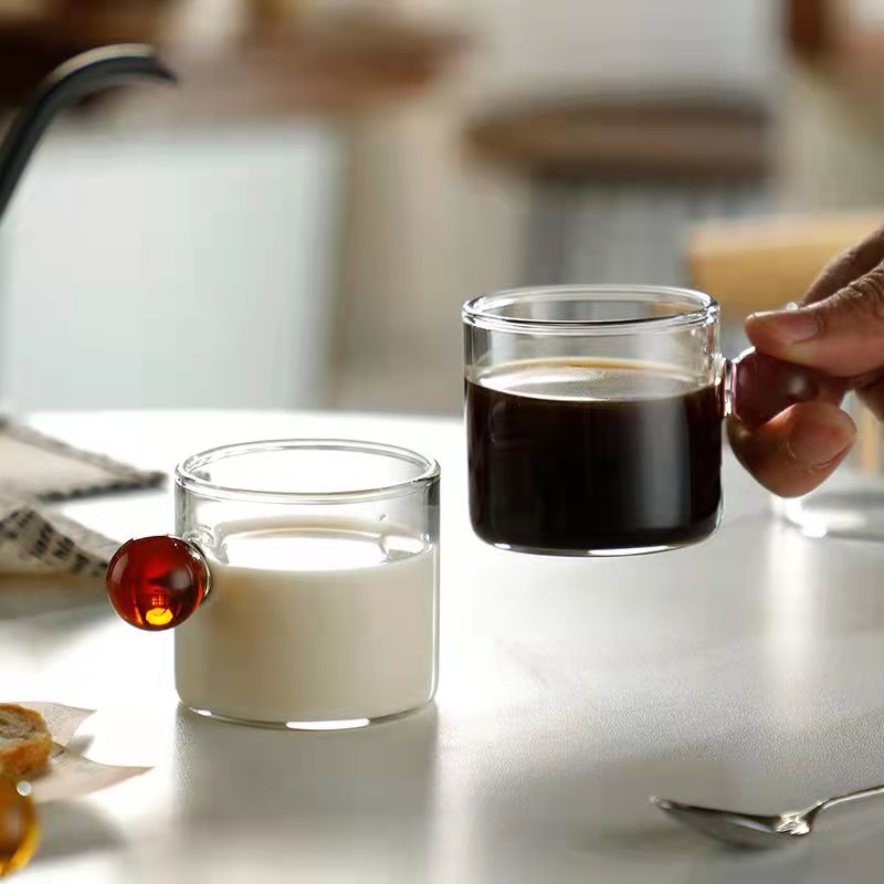 Glass Ball Handle Coffee and Tea Cup for Dining Table