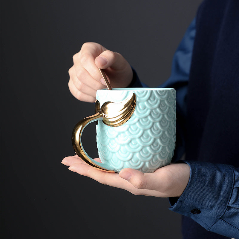 Creative Gold Mermaid Ceramic Coffee and Tea Mug