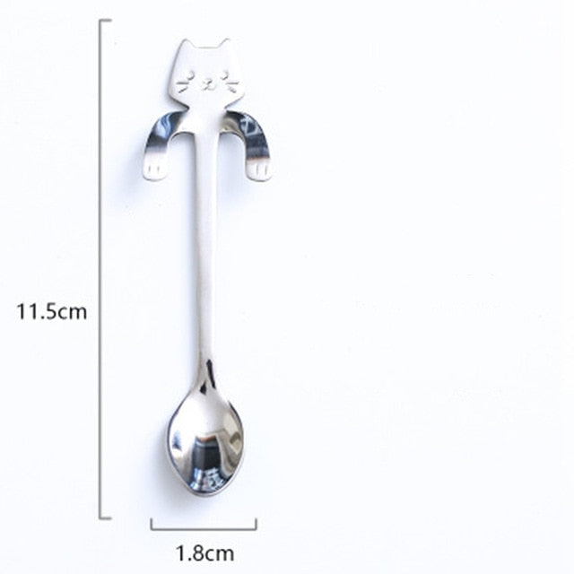 250ML Cute Cat Glass Juice Coffee Cup Milk Tea Coffee Glass Mug Cat Tail Handle Cat  Valentine's Day Lover Gifts Stainless Spoon