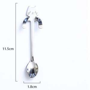 250ML Cute Cat Glass Juice Coffee Cup Milk Tea Coffee Glass Mug Cat Tail Handle Cat  Valentine's Day Lover Gifts Stainless Spoon