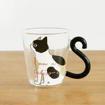 Load image into Gallery viewer, 250ML Cute Cat Glass Juice Coffee Cup Milk Tea Coffee Glass Mug Cat Tail Handle Cat  Valentine&#39;s Day Lover Gifts Stainless Spoon
