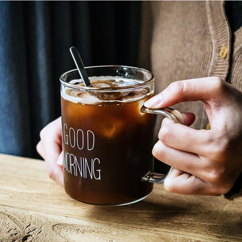Premium Glass "Good Morning" Coffee Mug